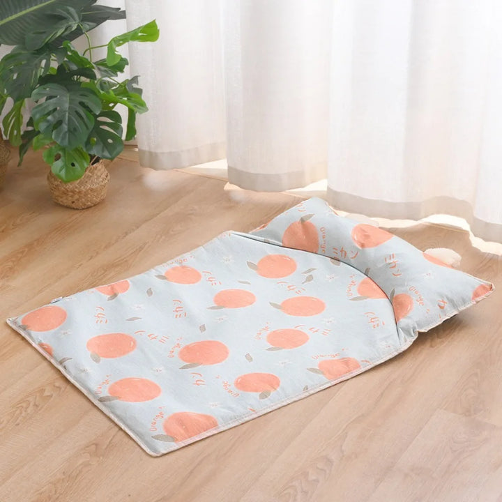 Cute Cartoon Pattern Cooling Pet Mat Ice Silk Breathable Anti-Slip Pet Pad Washable Scratch Resistant Dog Mat Summer Use