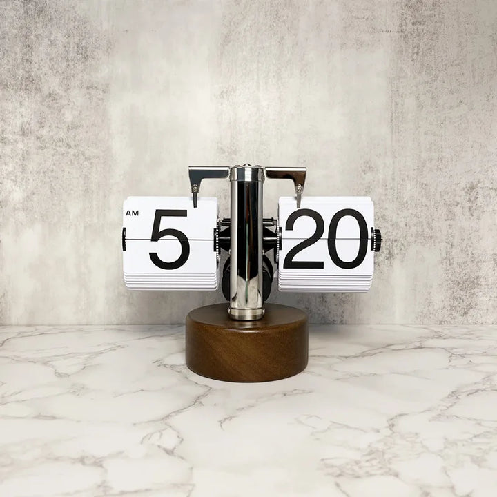 Table Clock Mechanical Automatic Page Turning Clock Retro Decoration Living Room Bedroom Office Desktop Decoration