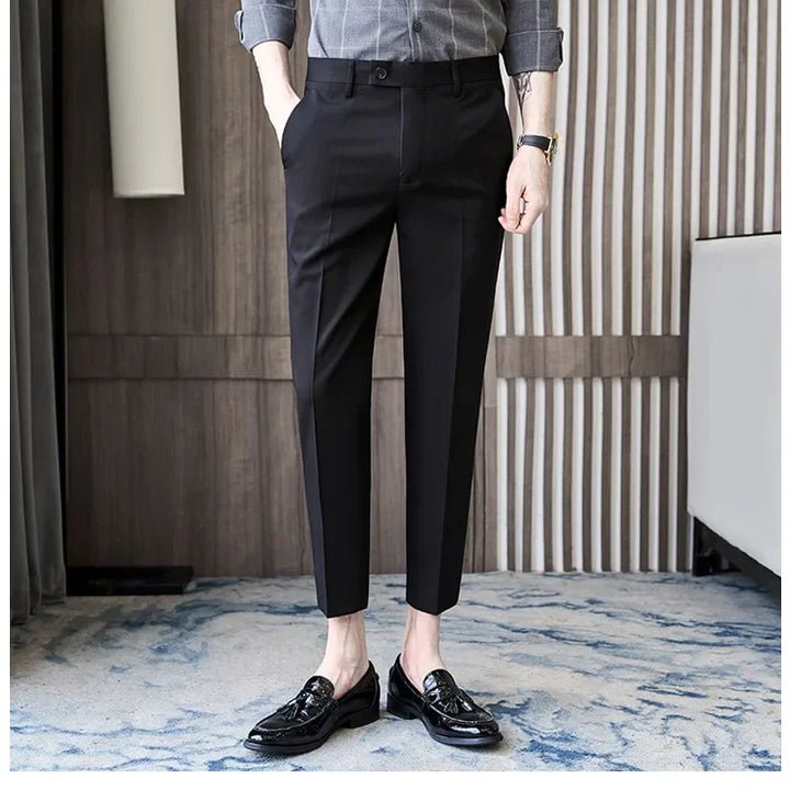 Fashionable Cropped Pants For Men Casual Trendy Spring Autumn New Arrival Small Trousers Draped No Ironing Cone Shaped Pants