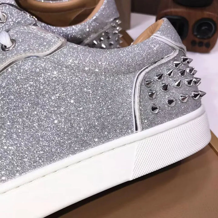 mens fashion punk hip hop dress rivets shoes natural leather studded shoe flats platform sneakers brand designer footwear mans