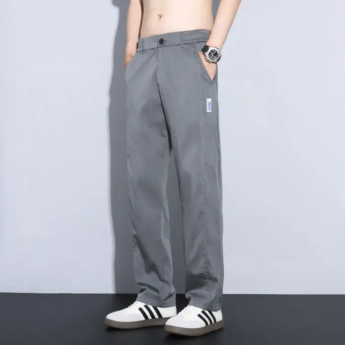 Men Fashion High Light Luxury Casual Suit Pants Male Loose Straight Look Taller Blazer Pants Ankle Length Cropped Trousers