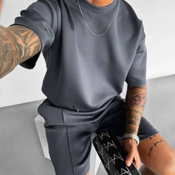 Men 2025 summer fashion sports design sense simple casual solid color quick drying short-sleeved T-shirt trend clothes