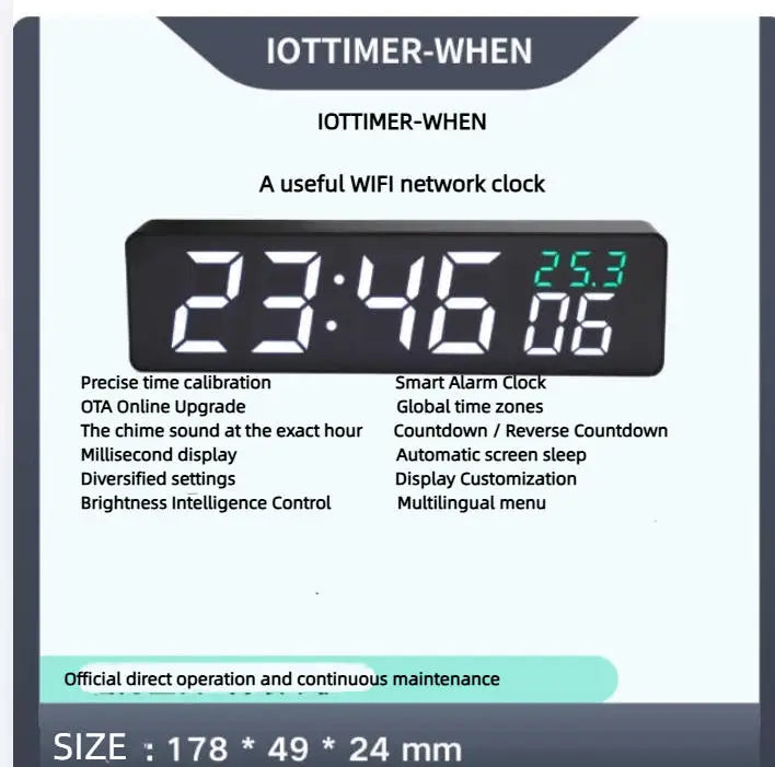 Network timing wifi clock High precision atomic clock Milliseconds display Holiday alarm clock OTA
