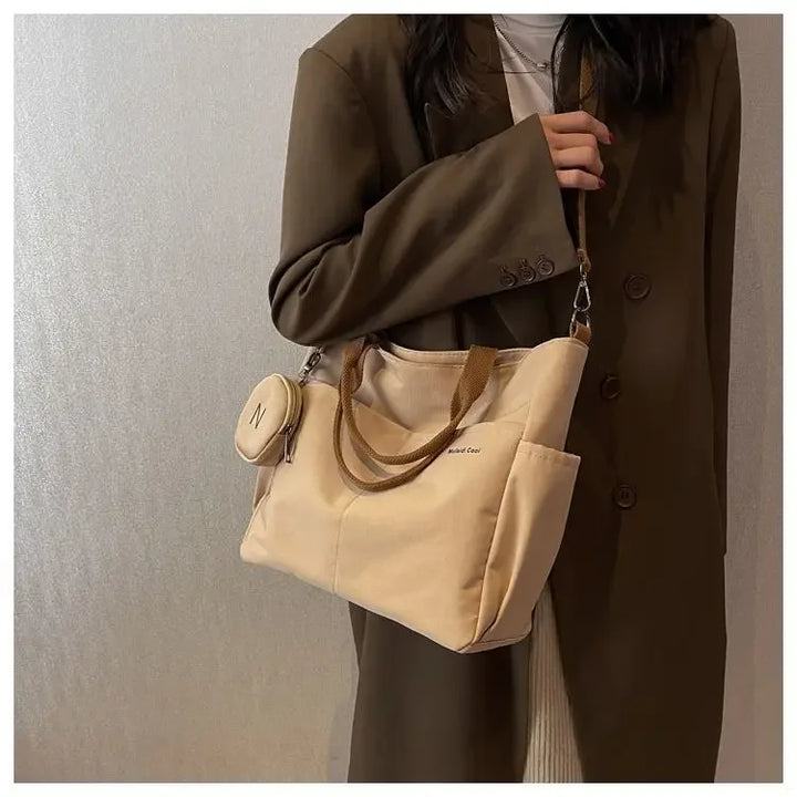 Bolsa mensageiro à prova d'água feminina, bolsa de ombro de nylon para estudantes