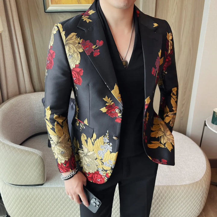 Men's suit jacket is fashionable, cool and versatile. It is a business casual and trendy embroidered suit jacket and suit jacket