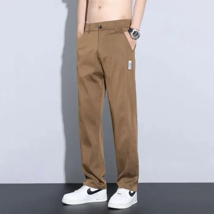 Men Fashion High Light Luxury Casual Suit Pants Male Loose Straight Look Taller Blazer Pants Ankle Length Cropped Trousers