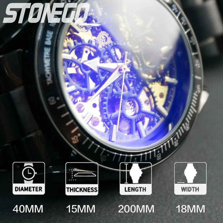 Women’s Automatic Mechanical Skeleton Watch Self-Winding Gold Plated Dress Watch Water Resistant Luxury Timepiece