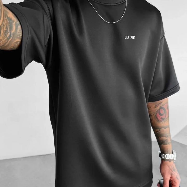 Men 2025 summer fashion sports design sense simple casual solid color quick drying short-sleeved T-shirt trend clothes