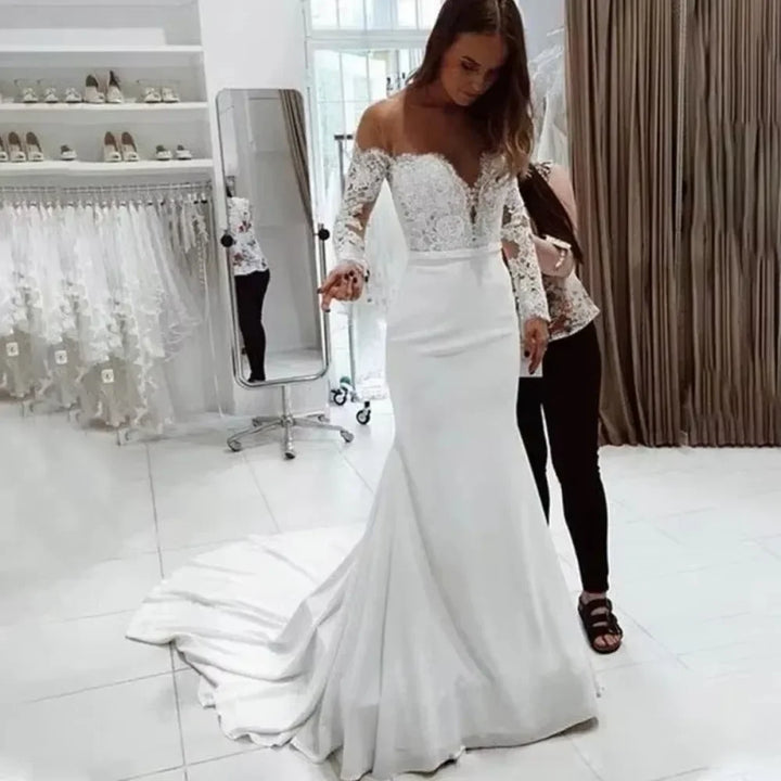 Fashion Female French Wedding Dress Sexy  Elegant Lace Evening Dresses Long Vestidos Summer Dress Sexy Dress Women