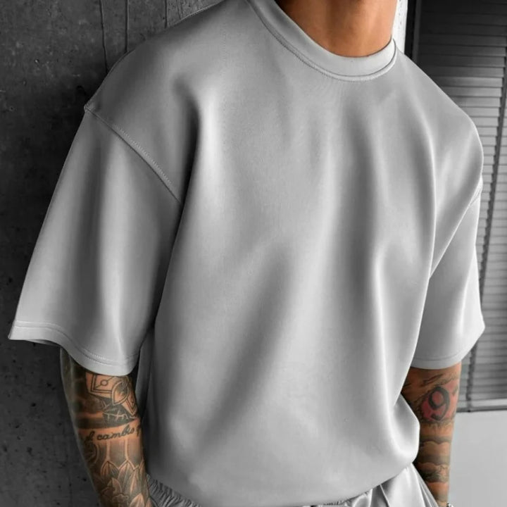 Men 2025 summer fashion sports design sense simple casual solid color quick drying short-sleeved T-shirt trend clothes