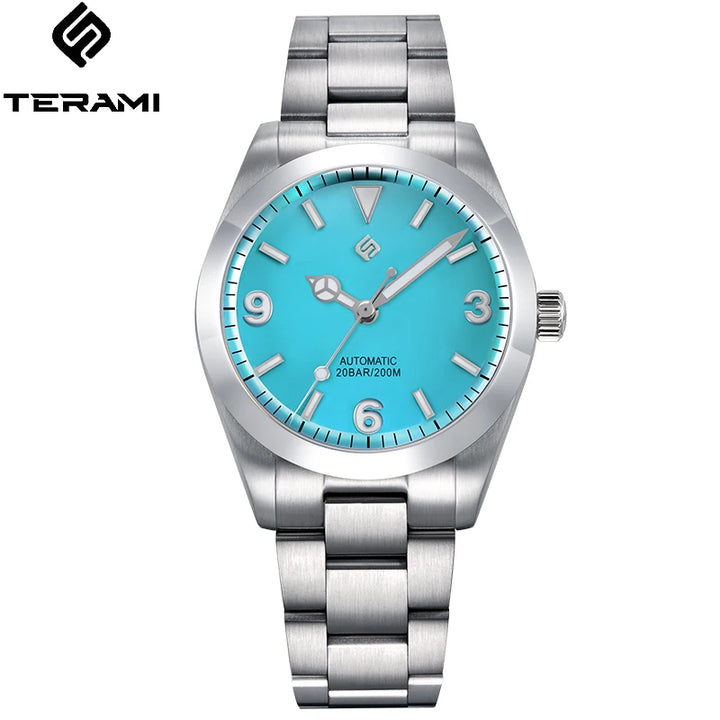 TERAMI New Mechanical Watches for Men NH35 Japan Movement Classic Sapphire Mirror 316L Stainless 200M Waterproof Automatic Clock