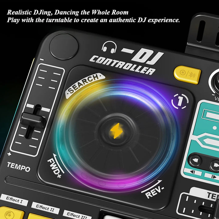 Kid Musical DJ Mixer with Microphone Electronic Keyboard Bluetooth DJ Turntable Console Junior Music Instrument Educational Toy