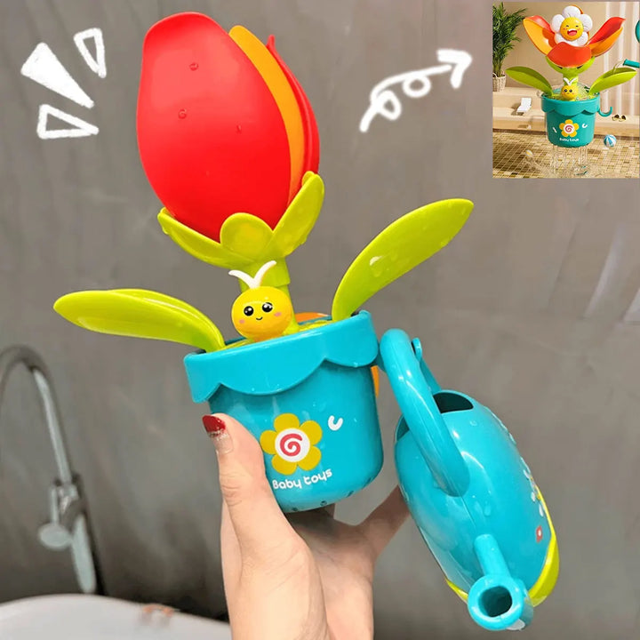2025 Baby Bath Toy Play Water in Duck/Flower Shape Lion Waterwheel Children Fun in Shower Bathtub with Suction Cup in Kid Gift