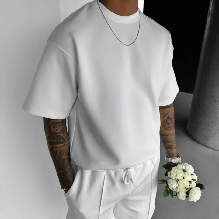 Men 2025 summer fashion sports design sense simple casual solid color quick drying short-sleeved T-shirt trend clothes