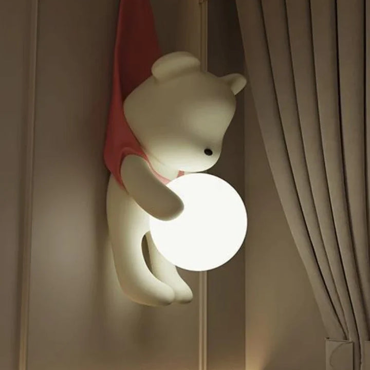 SANDYHA Nordic Resin Wall Lamp Cute Little Bear Design LED Light Children's Room Bedroom Decoration Home Study Lighting Fixtures