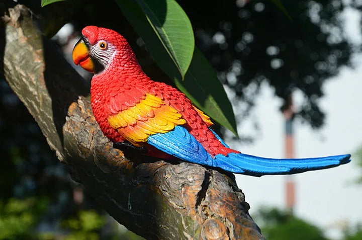Resin Parrot Statue Wall Mounted DIY Outdoor Garden Tree Decoration Animal Sculpture For Home Office Garden Decor Ornament