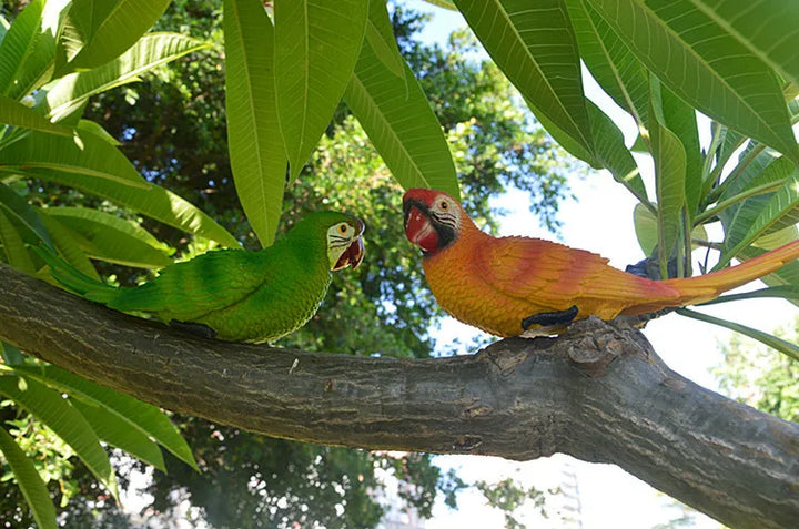 Resin Parrot Statue Wall Mounted DIY Outdoor Garden Tree Decoration Animal Sculpture For Home Office Garden Decor Ornament