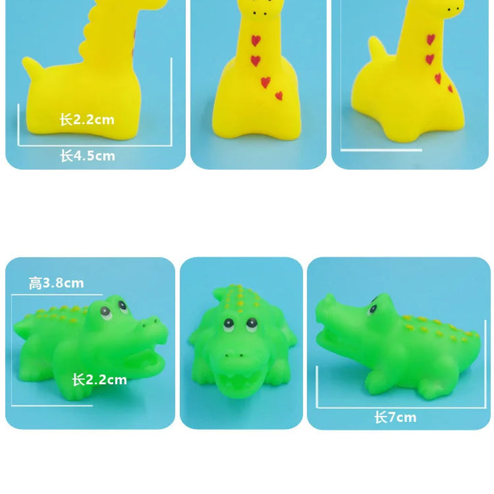 10 Pcs/Set Baby Cute Animals Bath Toy Swimming Water Toys Soft Rubber Float Squeeze Sound Kids Wash Play Funny Gift