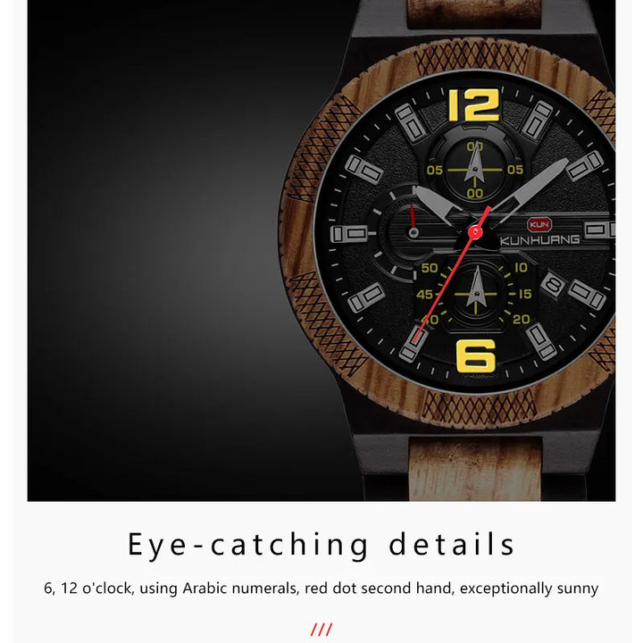 Men's Wood Watches Luxury Luminous Multi-function Wooden Watch Men's Quartz Retro Watch Men Fashion Sport Timepieces Relogio
