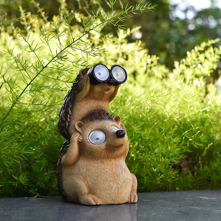 Resin Solar Animals Statue Sculpture Garden Decor Light Cute Ornaments Garden Art Decoration Outdoor Front Porch Patio Yard Home