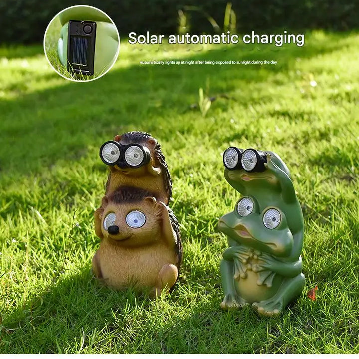 Resin Solar Animals Statue Sculpture Garden Decor Light Cute Ornaments Garden Art Decoration Outdoor Front Porch Patio Yard Home