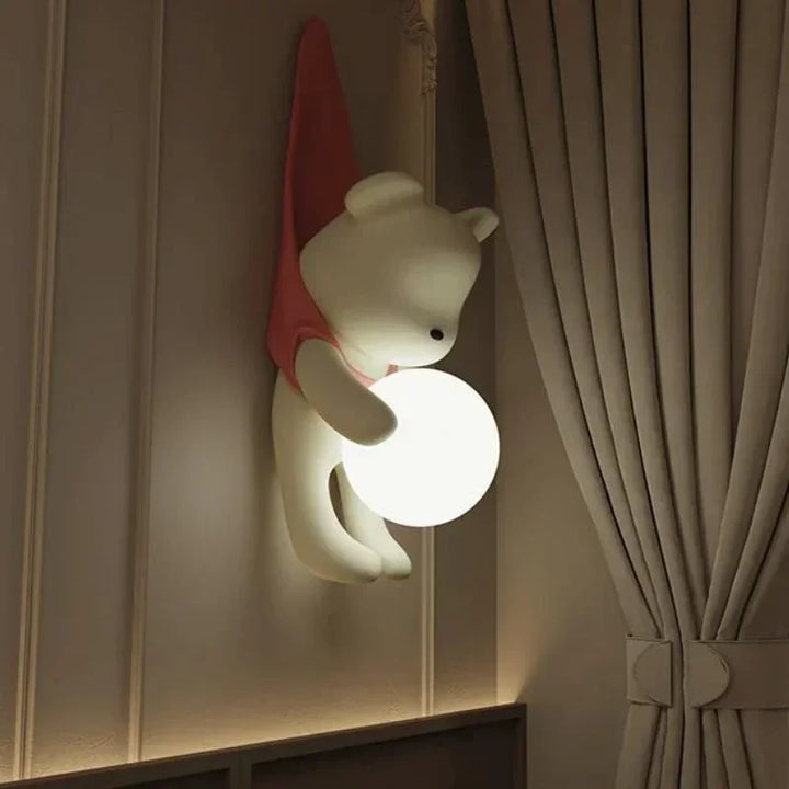 SANDYHA Nordic Resin Wall Lamp Cute Little Bear Design LED Light Children's Room Bedroom Decoration Home Study Lighting Fixtures
