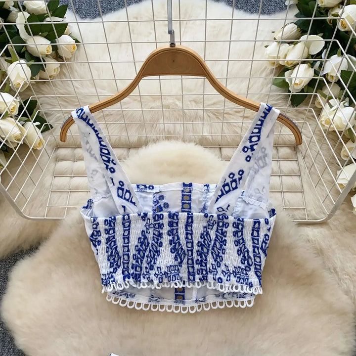 Holliday Midi Dress White Two Piece Sets Women Summer Crop Tops Short Skirts Suits Embroidery Hollow Out Beach Cotton Vestidos