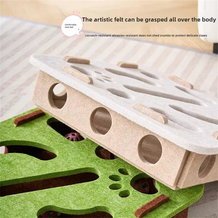 Cat Scratching Post and Puzzle Maze Toy Set Sisal and Felt Interactive Playing Toys for Indoor Kittens Entertainment Supplies