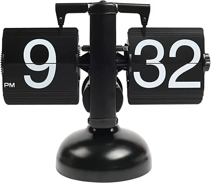 Table Clock Mechanical Automatic Page Turning Clock Retro Decoration Living Room Bedroom Office Desktop Decoration