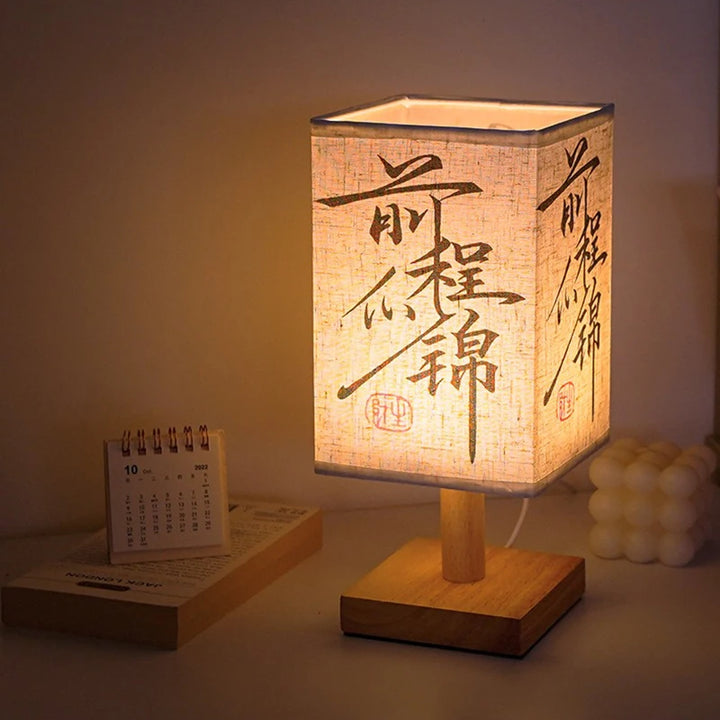 LED Square Decoration Table Lamps Simple Chinese Style Dimmable USB Plug Night Light Fabric Lampshade Bedroom Bedside Lights