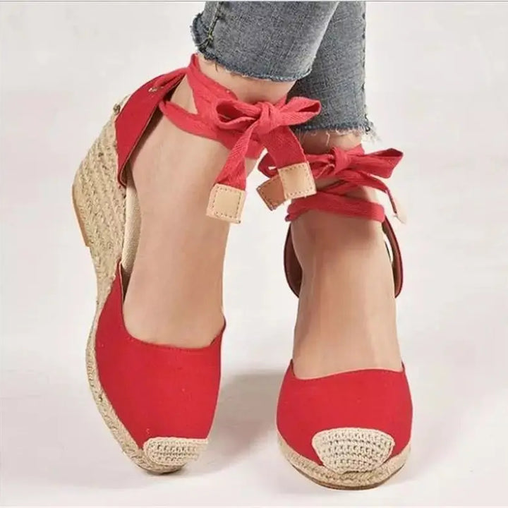 Women Espadrille Ankle Strap Sandals Slippers Ladies Womens Casual Wedge Shoes Fashions Canvas Pumps Sandálias De Salto Alto