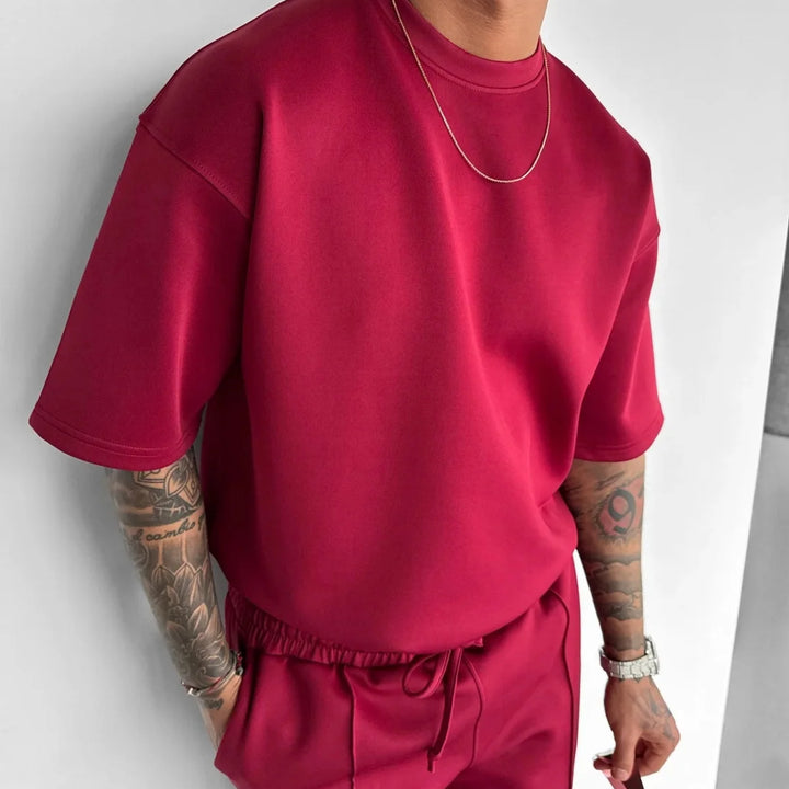 Men 2025 summer fashion sports design sense simple casual solid color quick drying short-sleeved T-shirt trend clothes