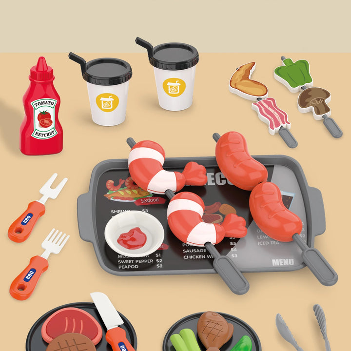 Children's toys: Pretend play, barbecue, fast food, pizza, sushi, afternoon tea, desserts, kitchen food, toy sets