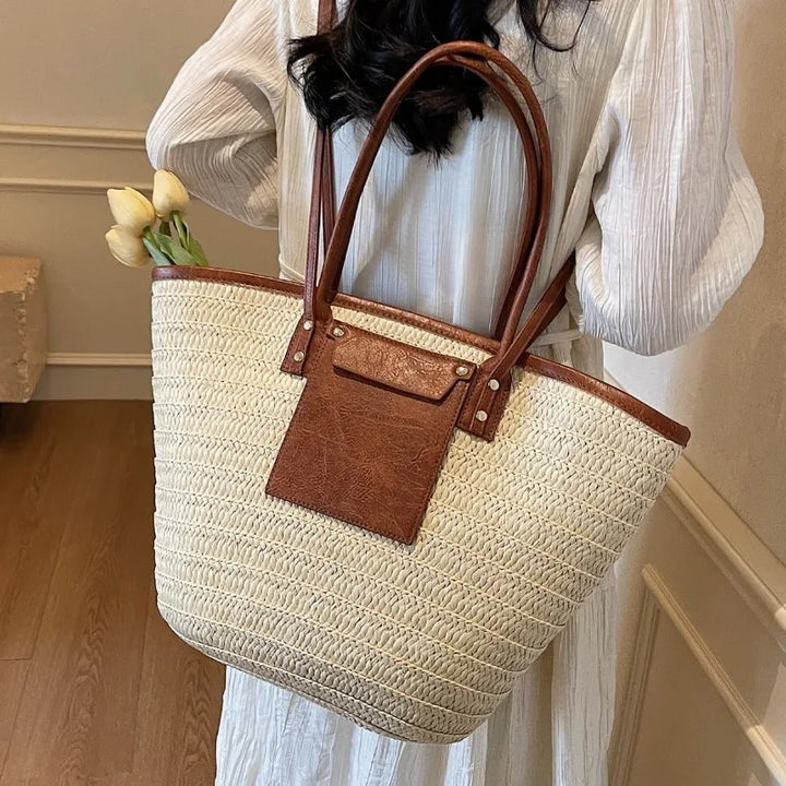 Summer Straw Shoulder Bag Women Hanabags Fashion Woven Crossbody Bags Large Capacity Totes 4 Shoulder Strap Travel Beach Bags