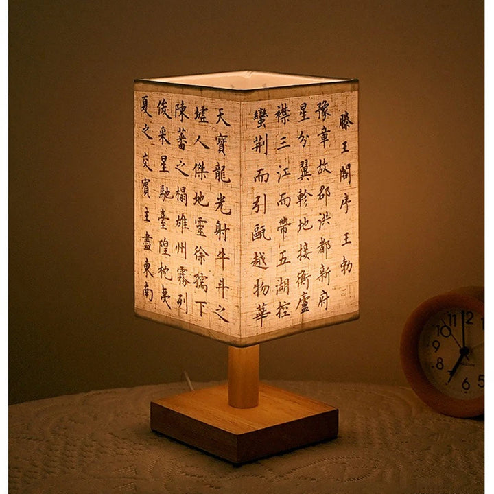 LED Square Decoration Table Lamps Simple Chinese Style Dimmable USB Plug Night Light Fabric Lampshade Bedroom Bedside Lights