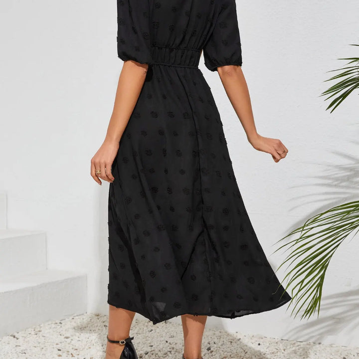 New Boho Floral Print Midi Dress Women Fashion V-neck Short Sleeve Dresses For Women 2025 Summer Casual Holiday Long Dress