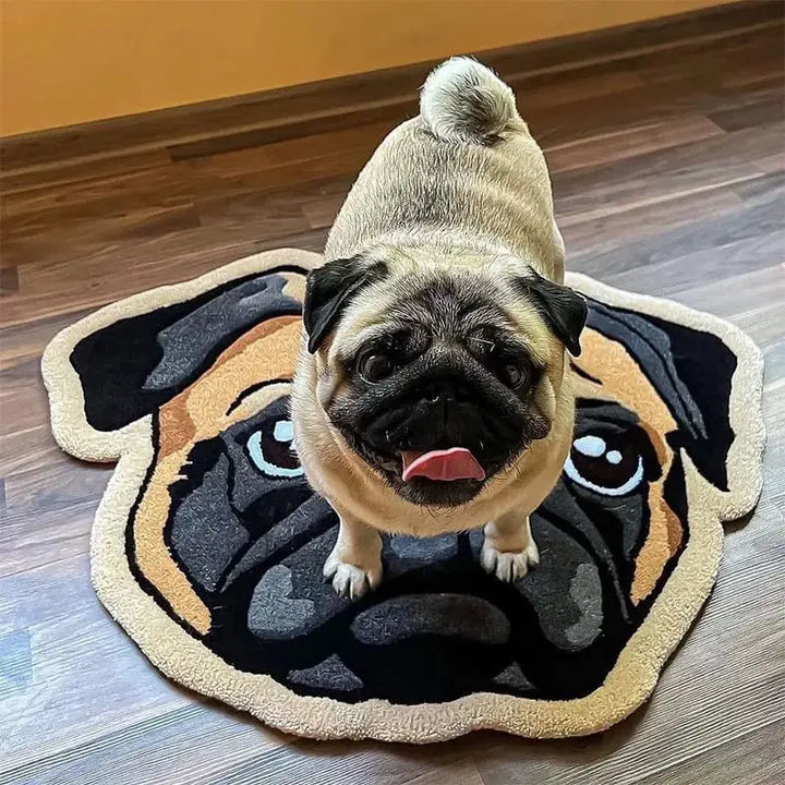 Imitation cashmere floor mat cute pug pet special-shaped home blanket bedroom carpet