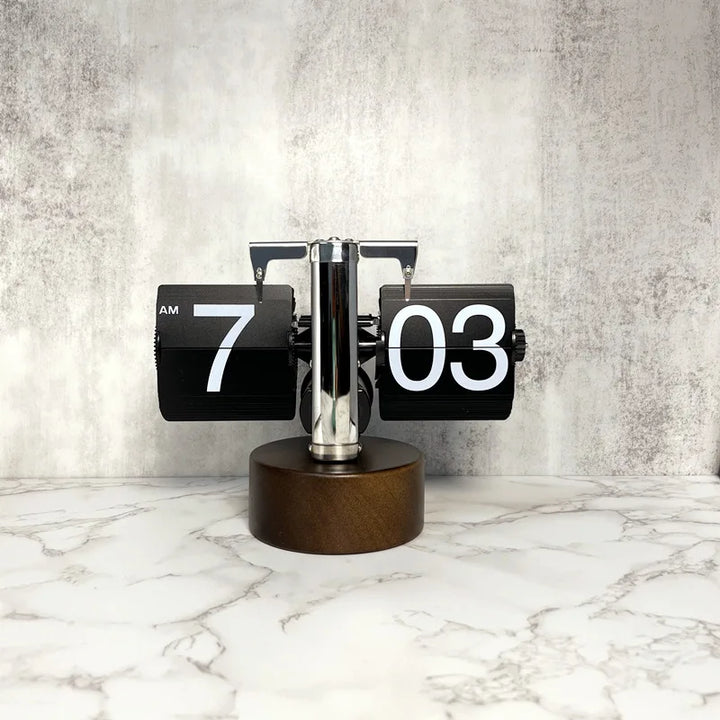 Table Clock Mechanical Automatic Page Turning Clock Retro Decoration Living Room Bedroom Office Desktop Decoration