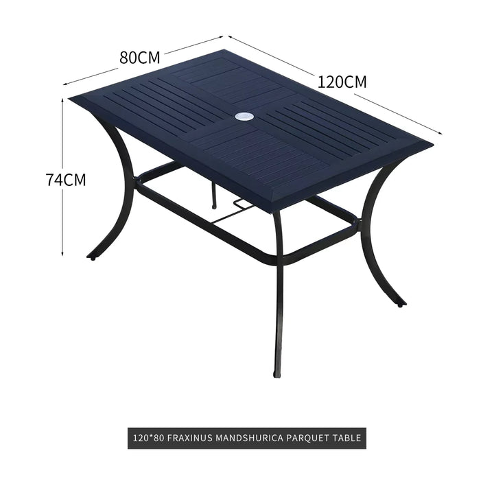 New Square Backyard Table 120cm Outdoor Table Rectangular Wood-plastic Patio Dining Table Metal Iron Modern Furniture