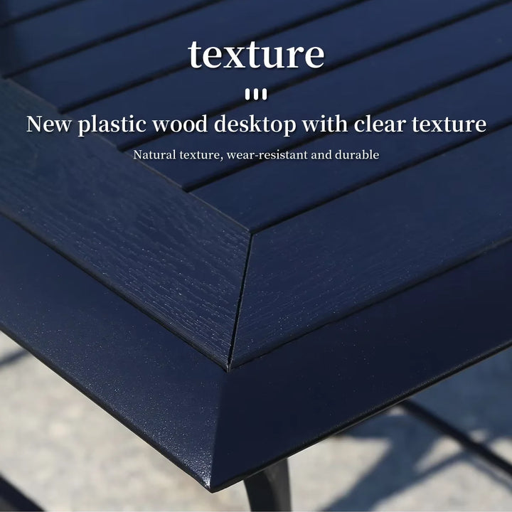 New Square Backyard Table 120cm Outdoor Table Rectangular Wood-plastic Patio Dining Table Metal Iron Modern Furniture