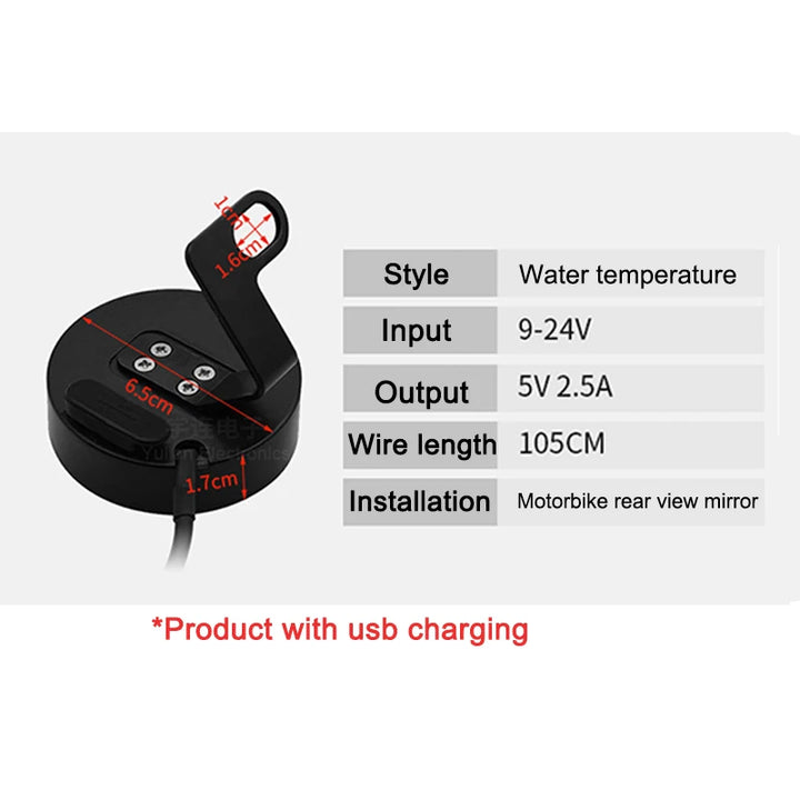 Digital Motorcycle Electronic Clock DC 9V-24V Digital Time Clock + Water Thermometer +Voltage Voltmeter Motorcycle Time Clock