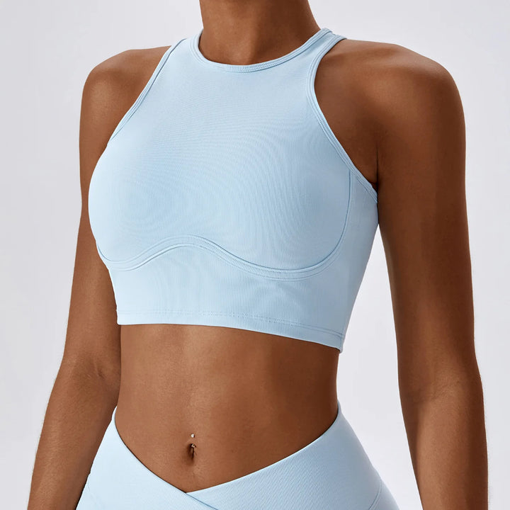Women Seamless Rib Yoga Bra Female Fitness Crop Top Workout Gym Push Up Training Bra Athletic Back Hollow Yoga Vest Sportswear