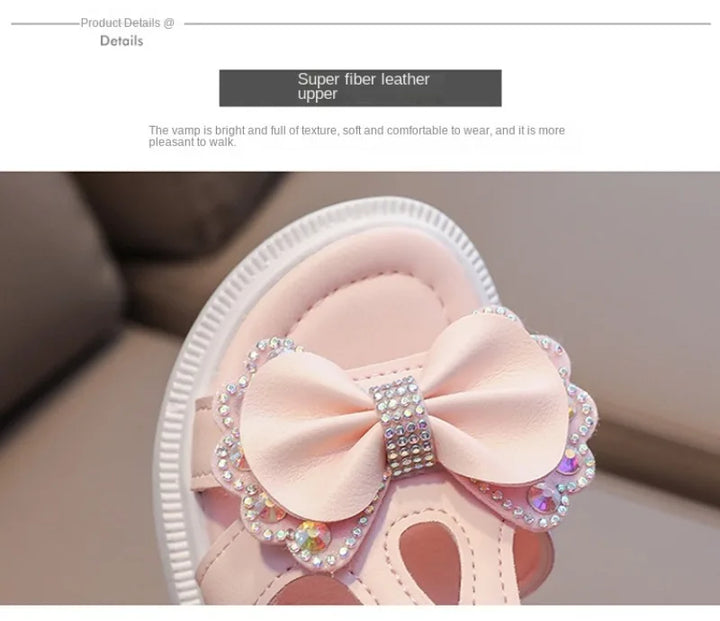 Kid Shoe Girl Soft Soles Casual Shoe Fashionable Princess Shoes New Water Diamond Beach Shoes Bow Shaped Girl Sandals Sandálias