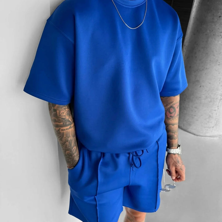 Men 2025 summer fashion sports design sense simple casual solid color quick drying short-sleeved T-shirt trend clothes