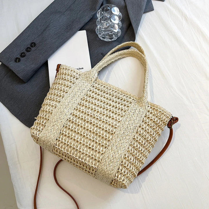 Summer Straw Bag Women Large Capacity  Shoulder Messenger Bags Handmade Woven Handbag Bohemia Vacation Rattan Beach Purse 2024