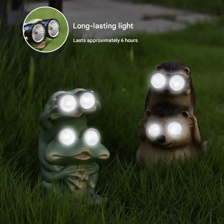 Resin Solar Animals Statue Sculpture Garden Decor Light Cute Ornaments Garden Art Decoration Outdoor Front Porch Patio Yard Home