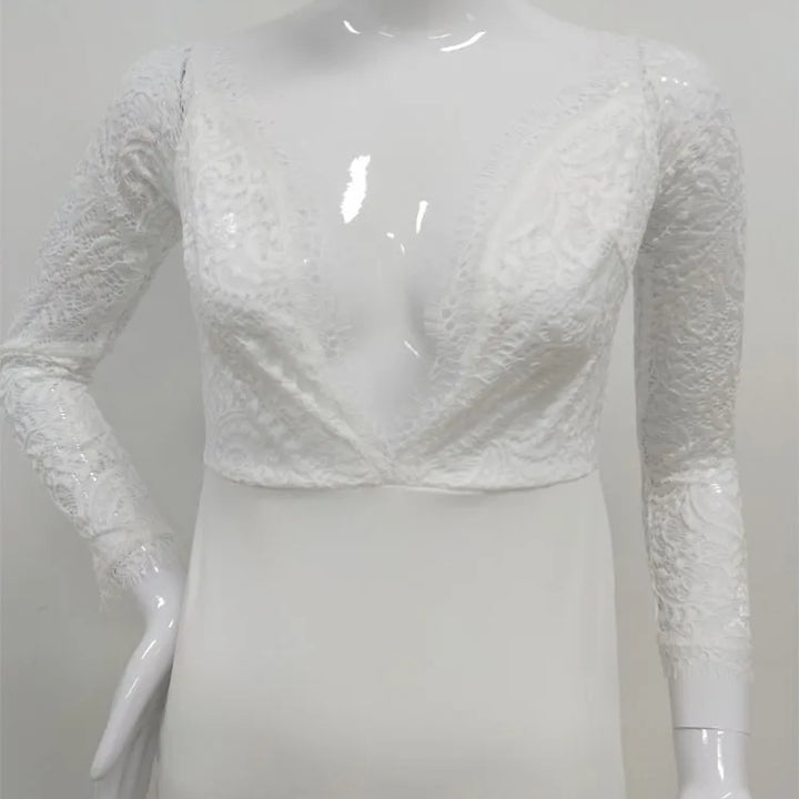 Fashion Female French Wedding Dress Sexy  Elegant Lace Evening Dresses Long Vestidos Summer Dress Sexy Dress Women