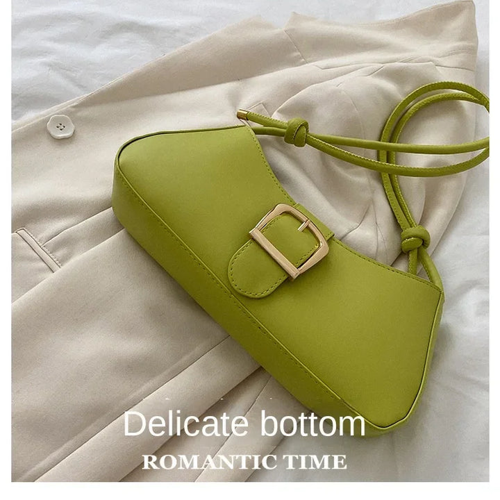 Bolsa de ombro feminina cor sólida popular pequeno saco tendência verão 2025 nova moda crossbody saco textura ombro axilas saco