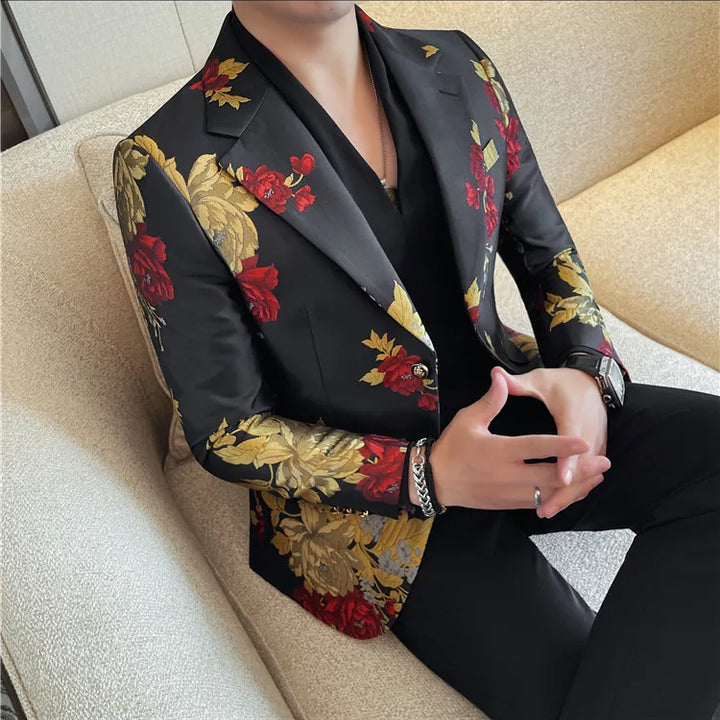 Men's suit jacket is fashionable, cool and versatile. It is a business casual and trendy embroidered suit jacket and suit jacket