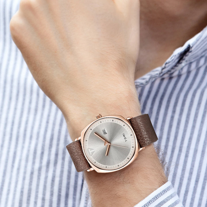 TOMI Men's Watch Minimalist Fashion Sports Watch Calendar Leather Casual Quartz Watch